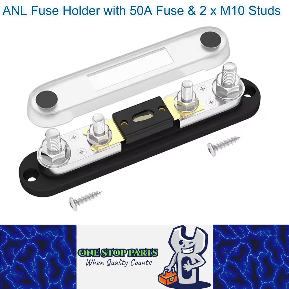 ANL Fuse Holder Max 750A with 2 x M10 Stud Terminals and 1 x 50A ANL Fuse Block