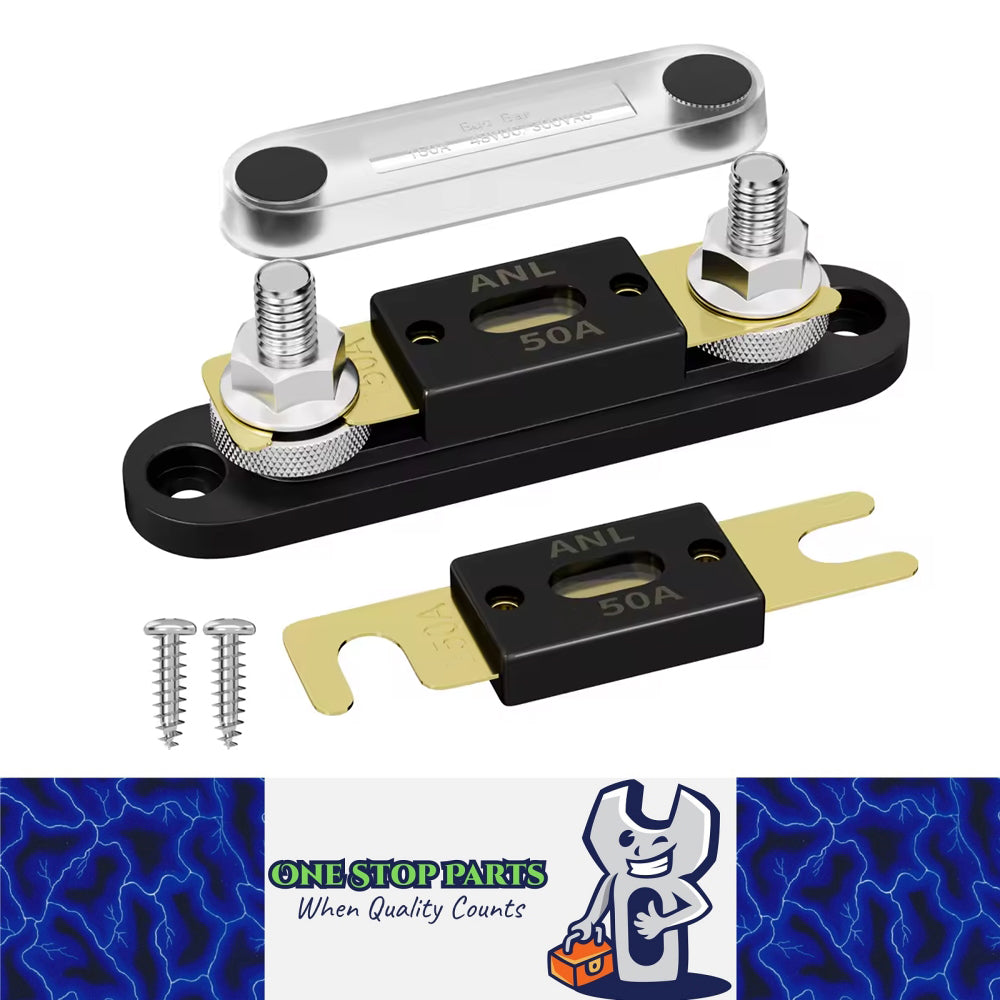 ANL Fuse Holder for Max 500A with 1 x 50A ANL Fuse and 2 x M8 Stud Terminals