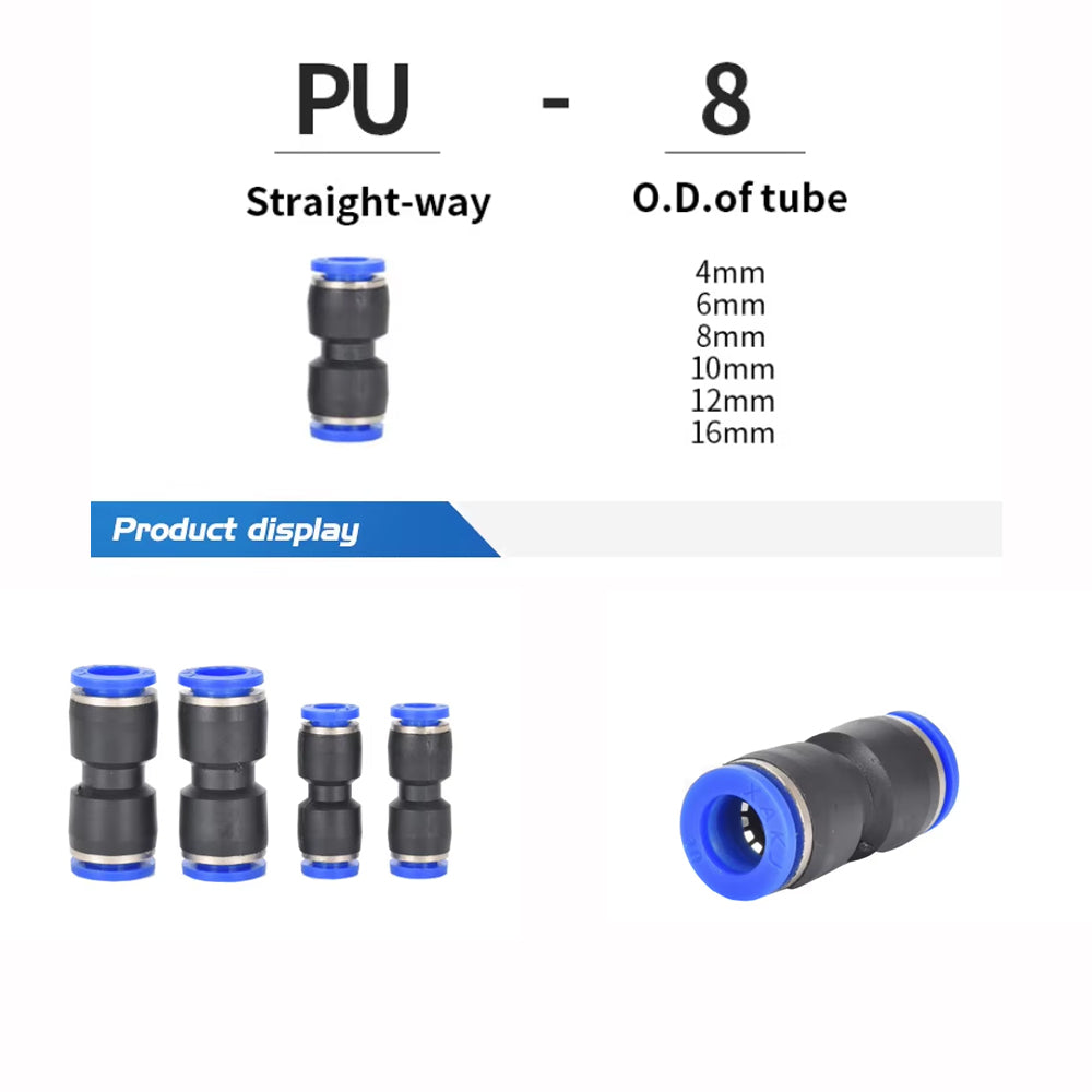 56pcs 6mm Air Pneumatic Connectors Fittings Kit with PE/PU//PV/PY/PK/PZA Plugs