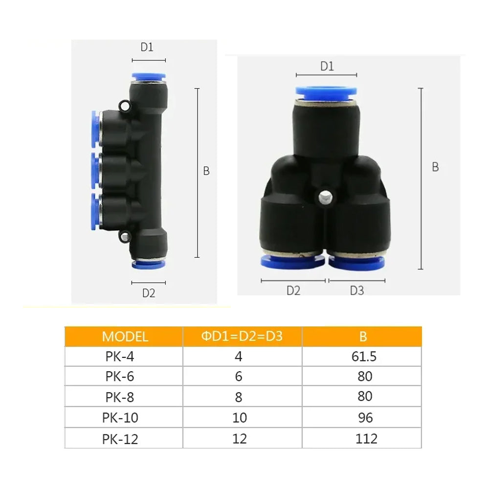 58pcs 8mm Air Pneumatic Connectors Fittings Kit with PU/PG/PE/PY/PV PP Plugs