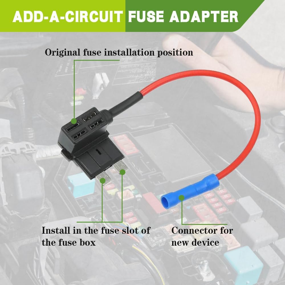 10 x Standard Blade Piggy Back fuse Connector with wire for add on Accessories