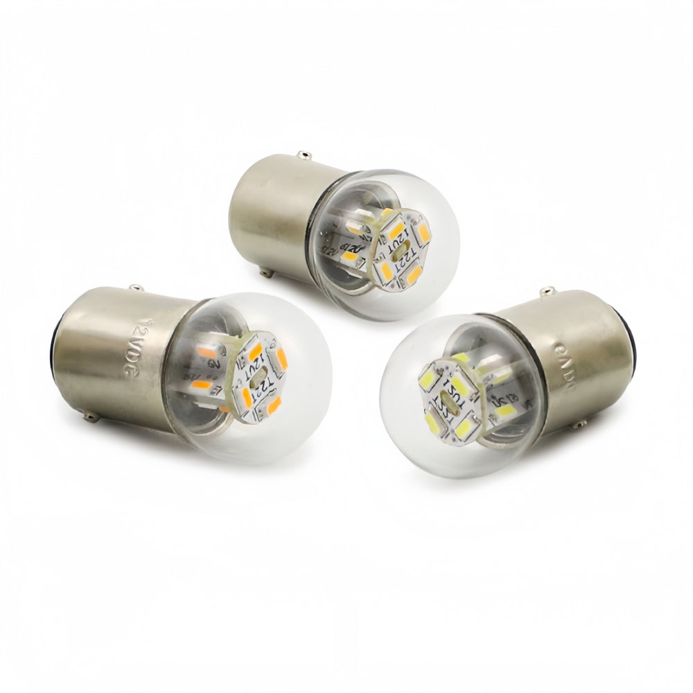 2 x Cool White G18 BAY15D 1157 6V 12SMD 100LM LED Globes (2pcs)