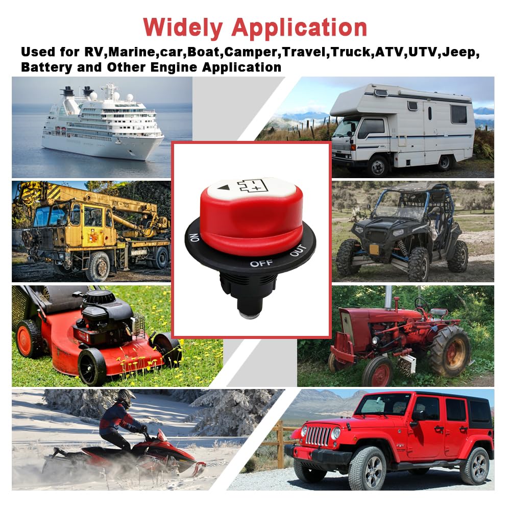 12V 50Amp Isolator Switch Battery Disconnect Switch for Motorbike Car Boat RV