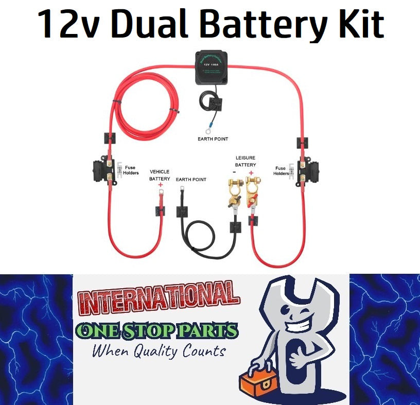 12v Dual Battery Kit Voltage Sense Relay Isolator, Fuses, Terminals (5 Meter)