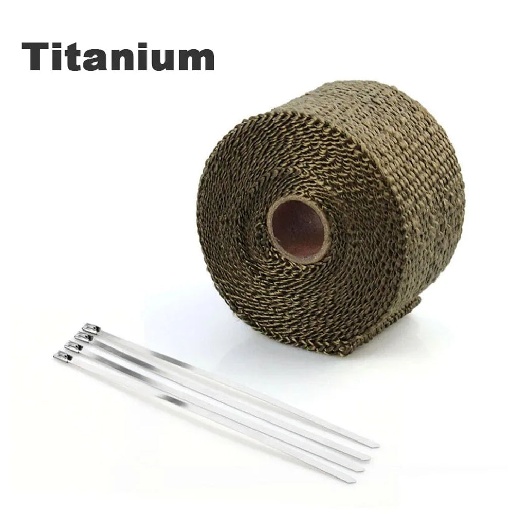 5M x 5CM Titanium Exhaust Pipe Heat Shield Insulation Wrap Exhaust Tape