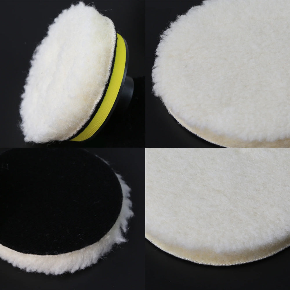 5pcs 178mm Wool Buffing Pads Kit for Drill w/ M14 Adapter Car Polishing Waxing