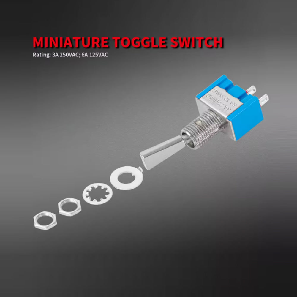 5 x Mini Toggle Switch 2 Pin SPST ON OFF Flat Handle Toogle 6mm Latching Switch