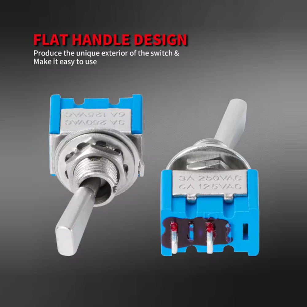 5 x Mini Toggle Switch 6 Pin SPDT ON/OFF/ON Flat Handle 6mm Latching Switch
