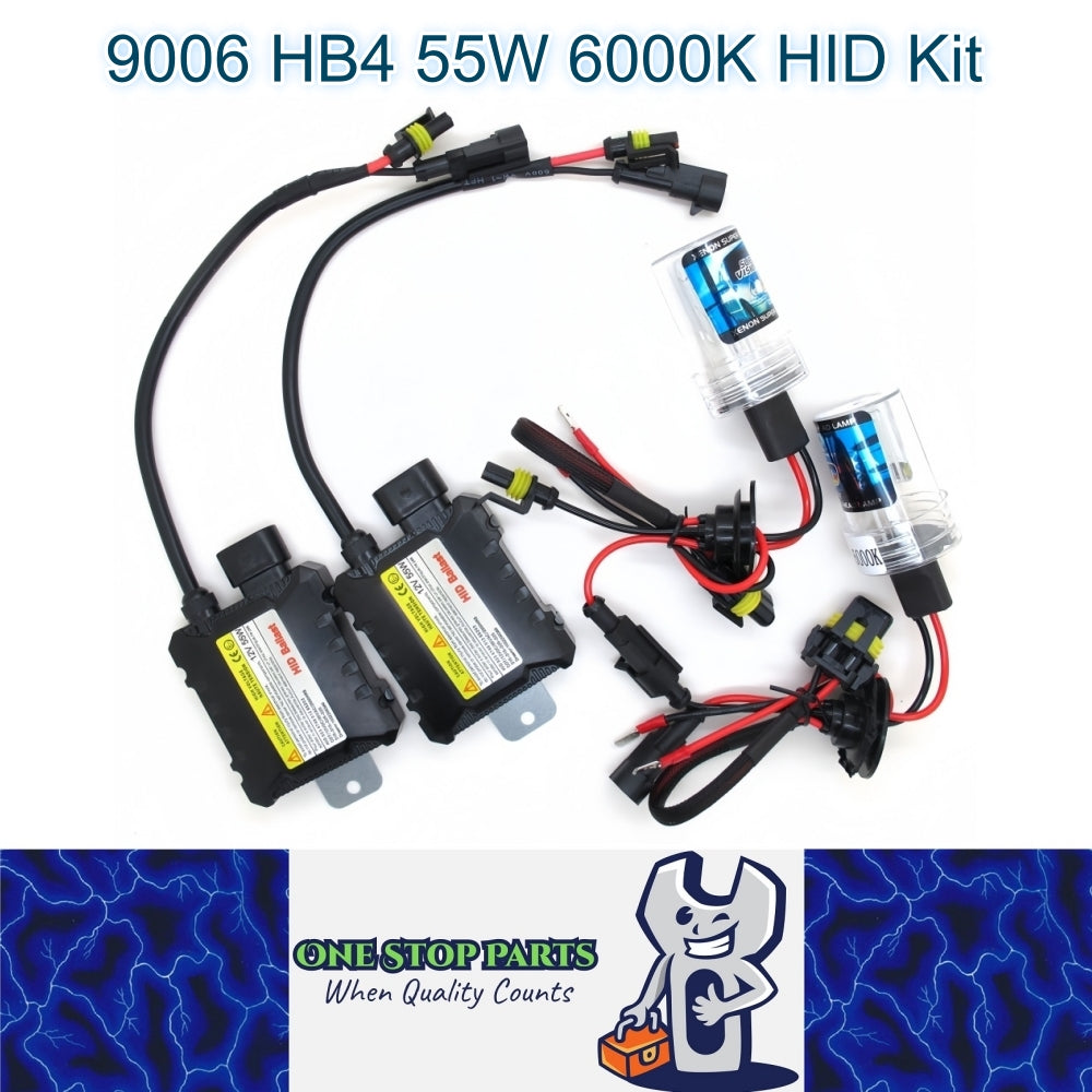 9006 55w 6000k HID Kit 2 x 55w HID Slim Ballasts and 2 x 55w HB4 6000k HID Globe