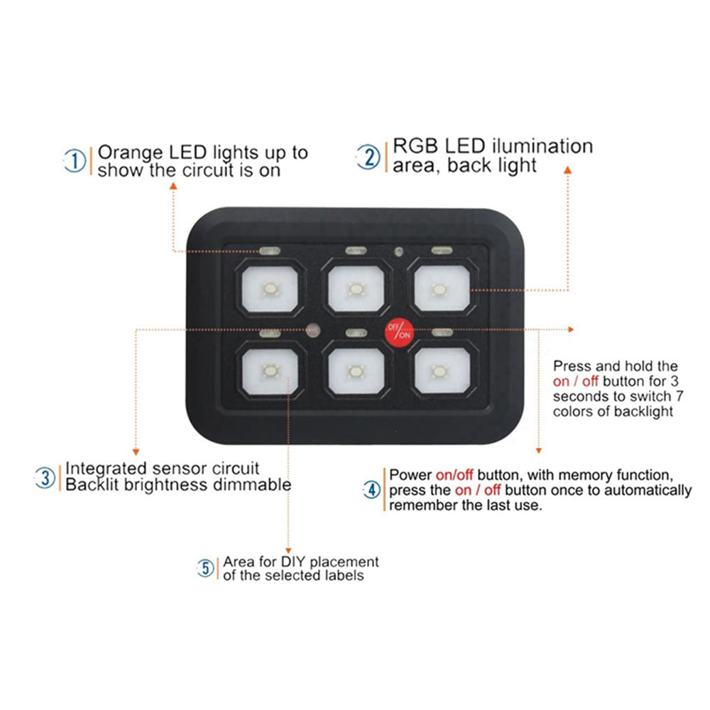 12-24v 6 Gang LED Touch Switch Panel Car/Boat+Power Distribution Relay Fuse box