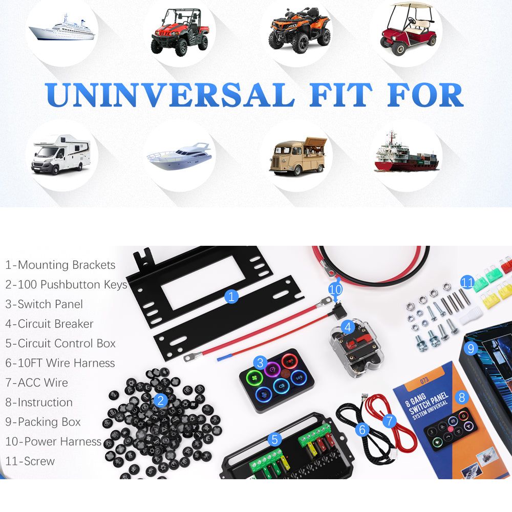 6 Gang Switch Panel Multicolored Toggle Momentary Pulse Switch Relay System