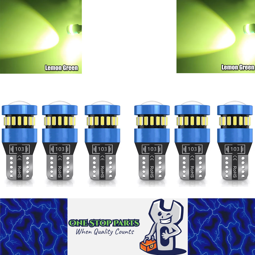 6pcs T10 Lemon Green 19SMD Canbus LED Bulbs Super Bright 194 W5W T10 LED Globes
