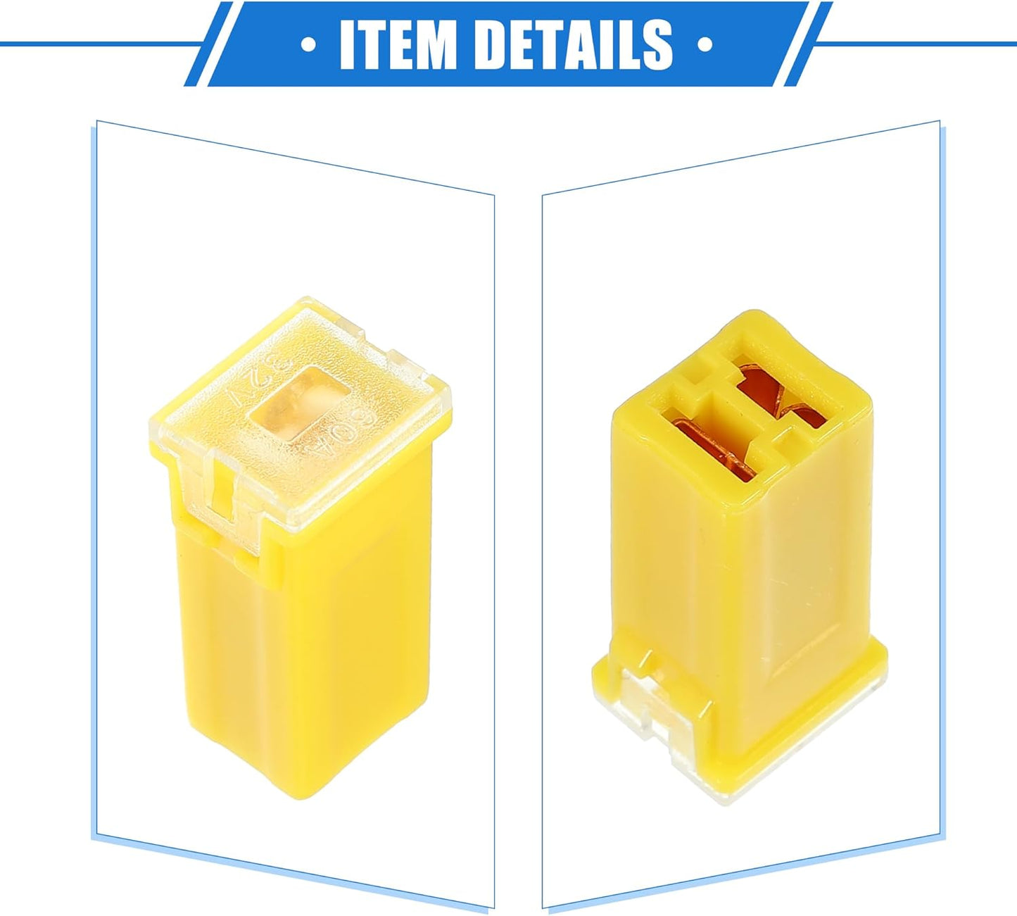 5 x 60Amp Yellow Small Slow Blow Fuse Block 10mmx12mm x 27mm High 60A Fuse (5pcs