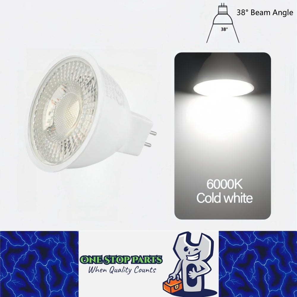 1 x MR16 3W LED Spotlight AC/DC 12V-24V 38 Degree 6000K Cold White Downlight