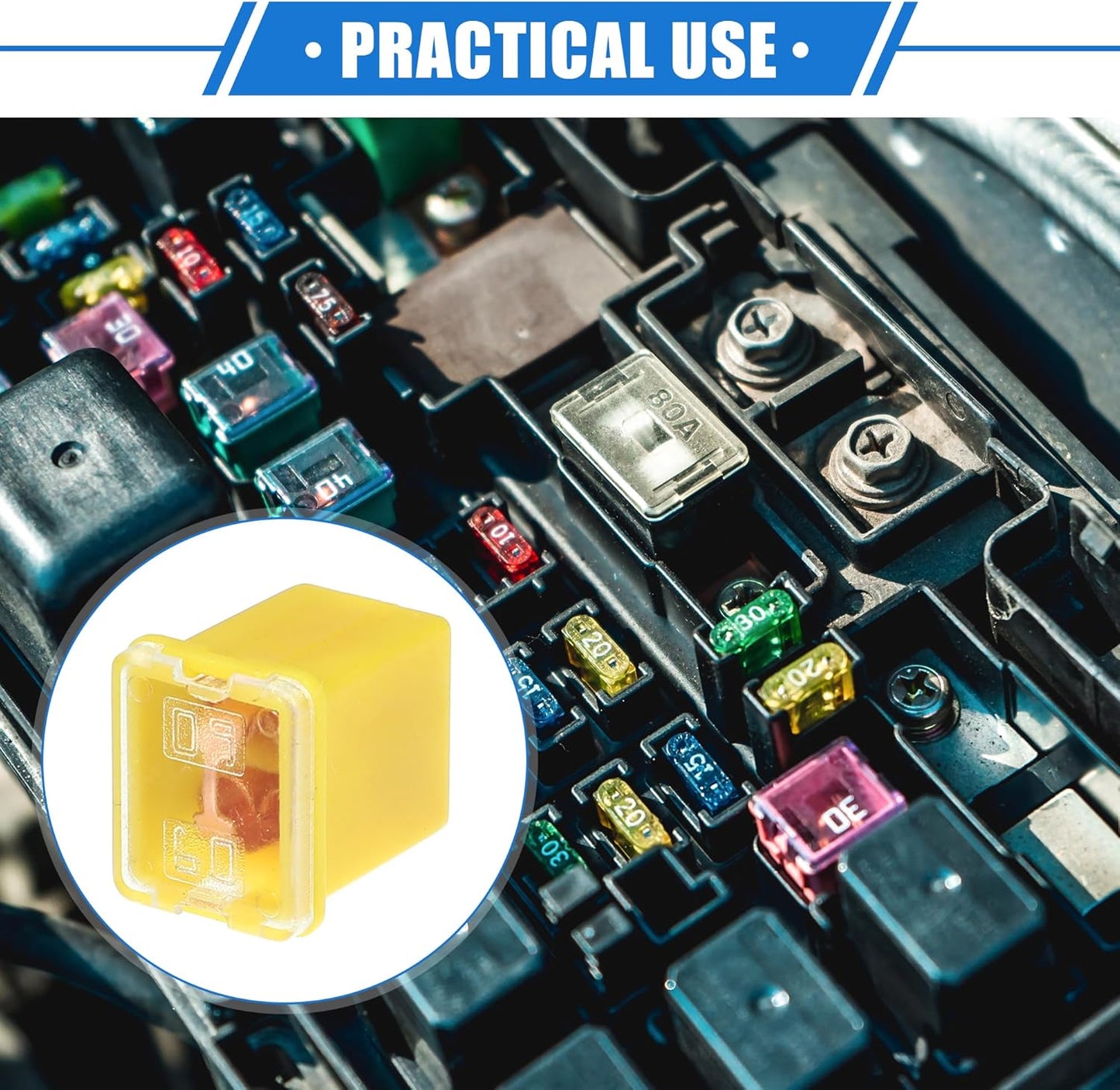 1 x 120Amp Brown Mini Slow Blow Fuse Block 10mmx12mm x 16mm High 120A Fuse (1pc)