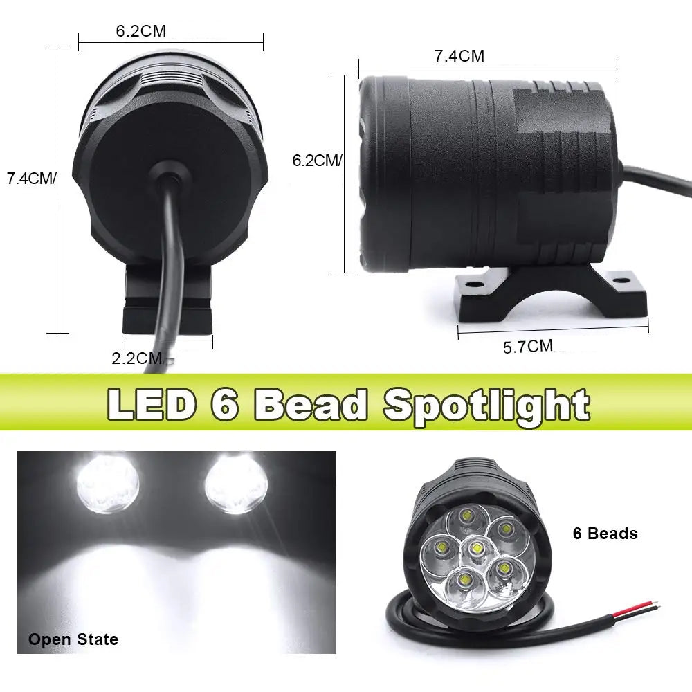 2 x 60W Motorcycle LED Headlight Spotlight Universal Moto 4wd LED Work Light