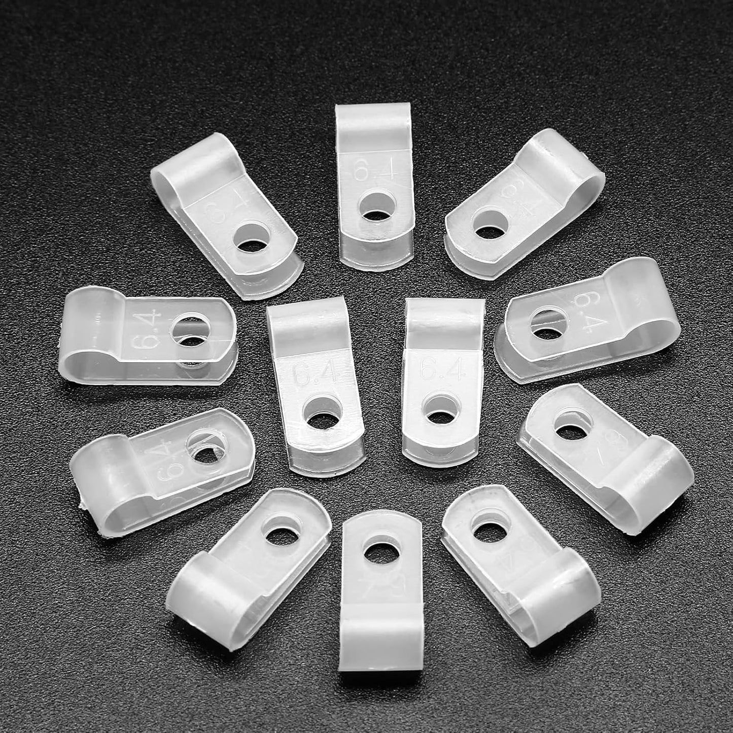 100 X White 6.4mm P Clamps Cable saddle clips R-Type Nylon Plastic Clamps 100pcs