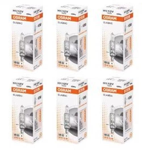 6 x Osram 12v H1 55w P14.5s Halogen Clear Globes 3200k Classic 64150 (6pcs)