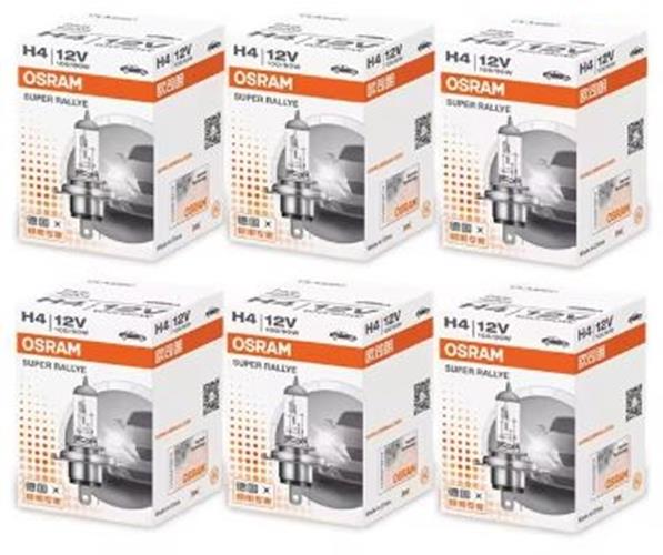 6 x Osram 12v H4 90/100w Super Rallye Hi/Low P43t HB2 9003 Globes 62204 (6pcs)
