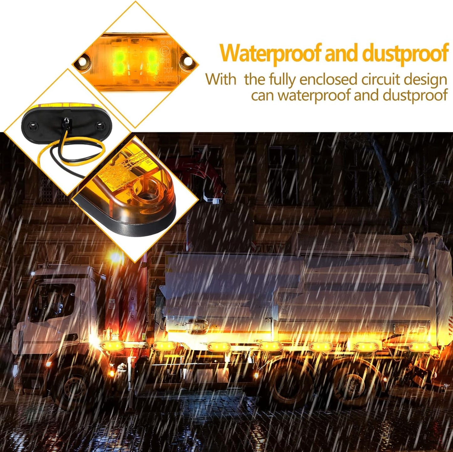 4 x Amber Side Marker Lamps ADR Compliant E Mark 12v/24v Multivolt (4pcs)