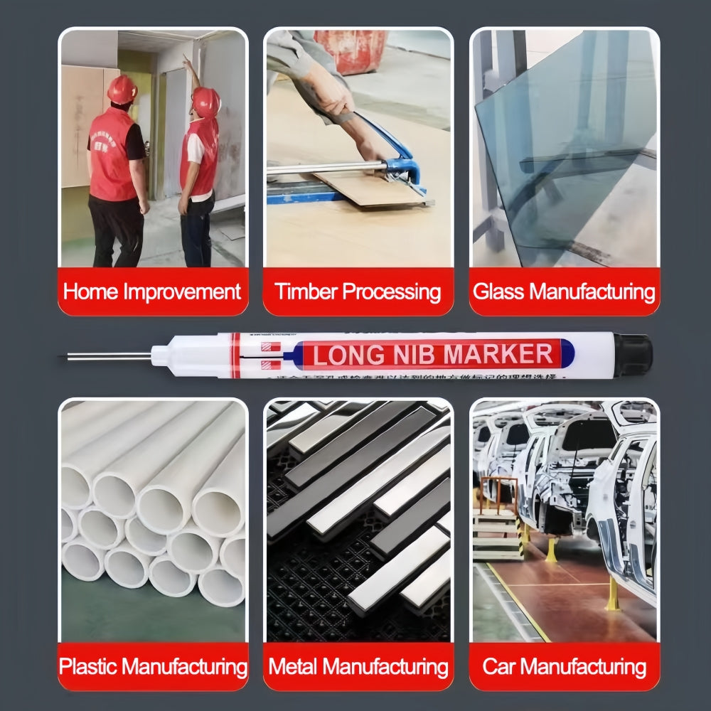 8 x 20mm Deep Hole Marker Pens 4 x Blue and 4 x Black Long Tip Nib Markers(8pcs)