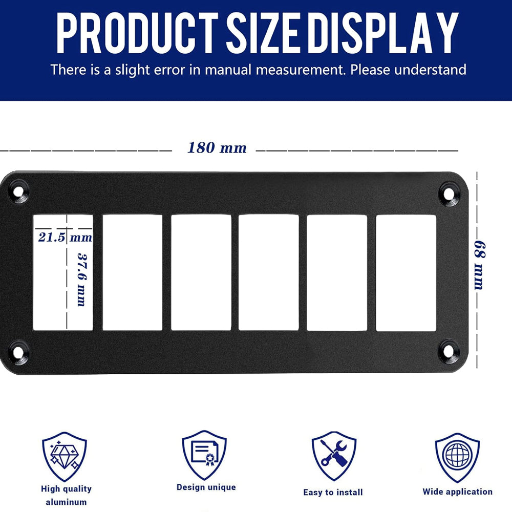 6 Gang Rocker Switch Panel Holder Alloy Frame suits 37 x 21mm Carling ARB Switch
