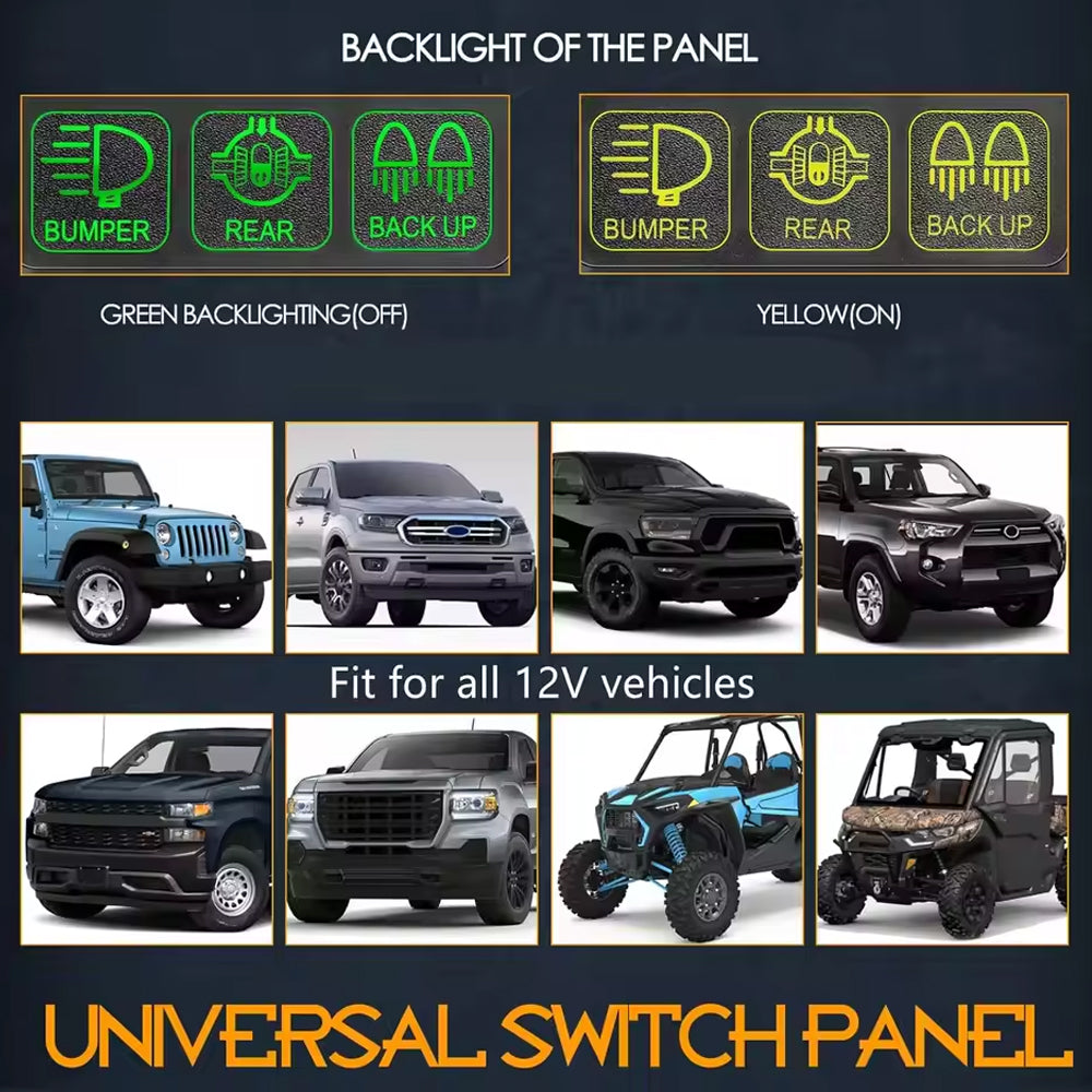 6 Gang Switch Panel with 6 Way Relay Box 6 Way Fuse Holder 12V Circuit System