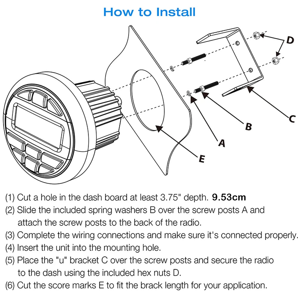 Boat Radio Media Player Marine Stereo MP3 Waterproof Bluetooth Audio Radio FM AM