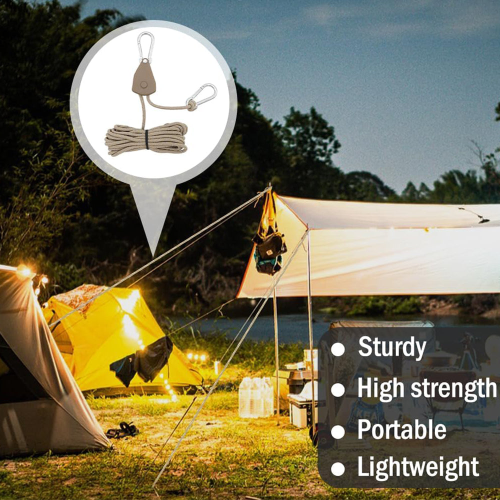 6x Khaki Reflective Camping Tent Rope Tie down Fastener Tensioner Ratchet Hanger