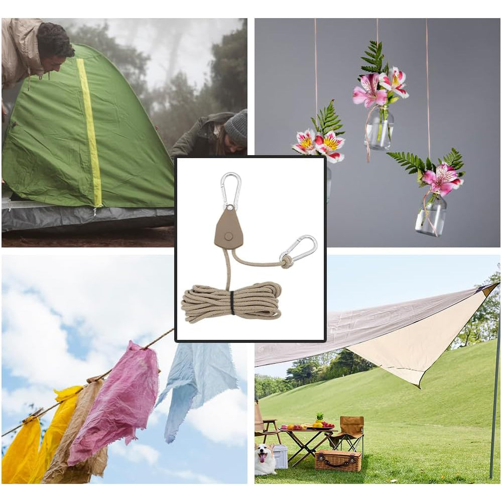 6x Khaki Reflective Camping Tent Rope Tie down Fastener Tensioner Ratchet Hanger