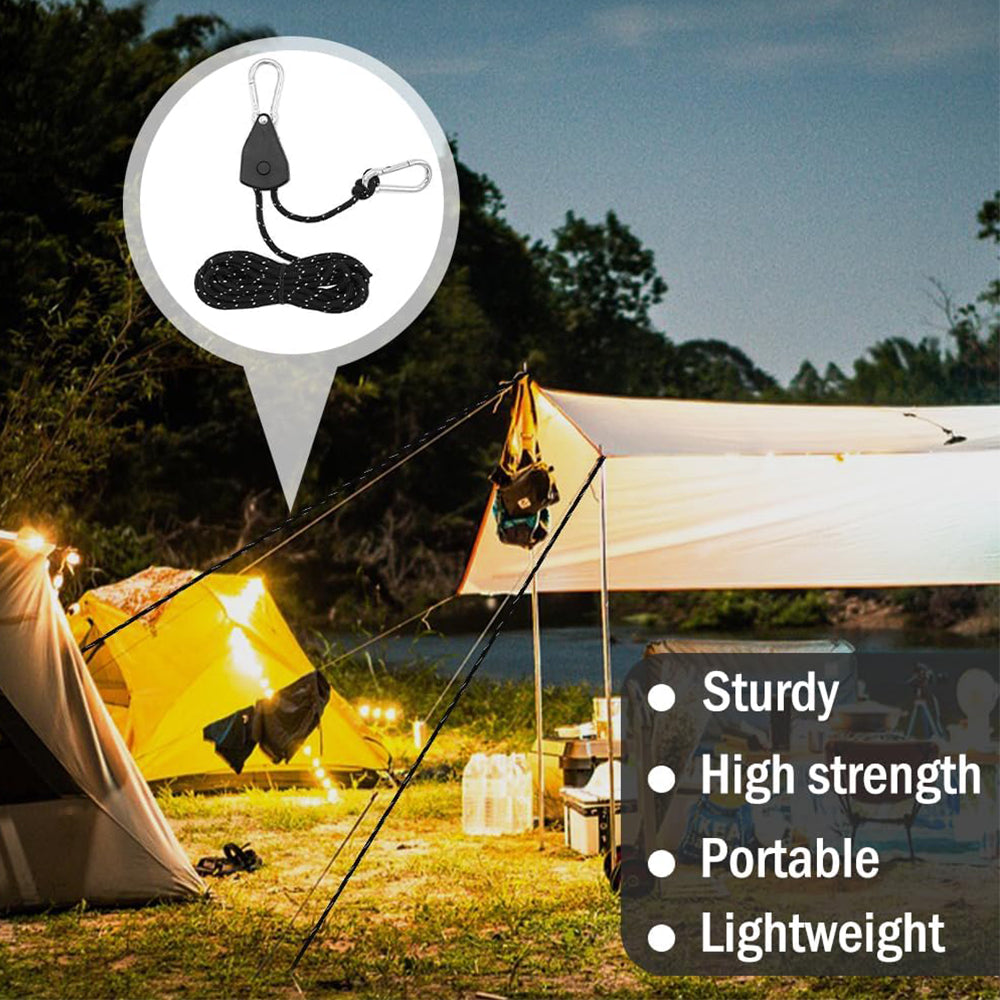 6 Black Reflective Camping Tent Rope Tie down Fastener Tensioner Ratchet Hanger