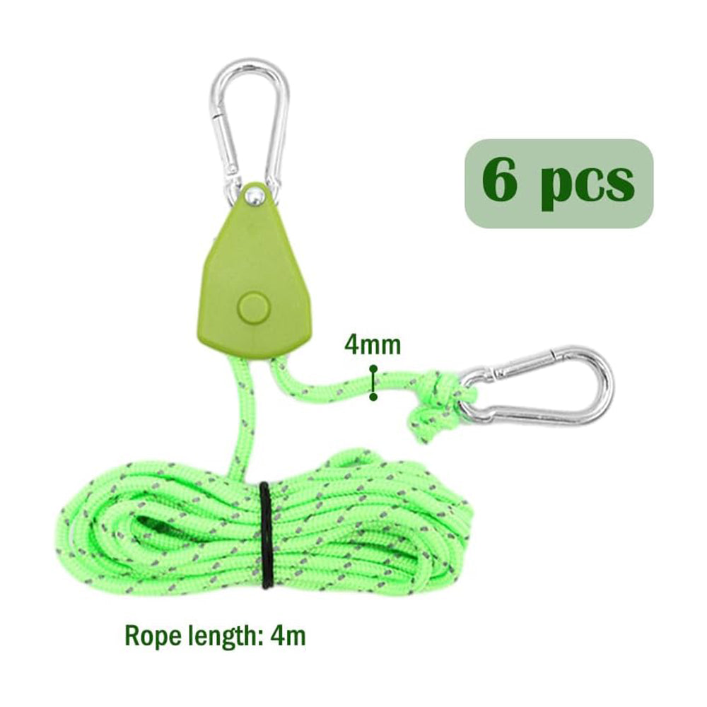 6x Green Reflective Camping Tent Rope Tie down Fastener Tensioner Ratchet Hanger
