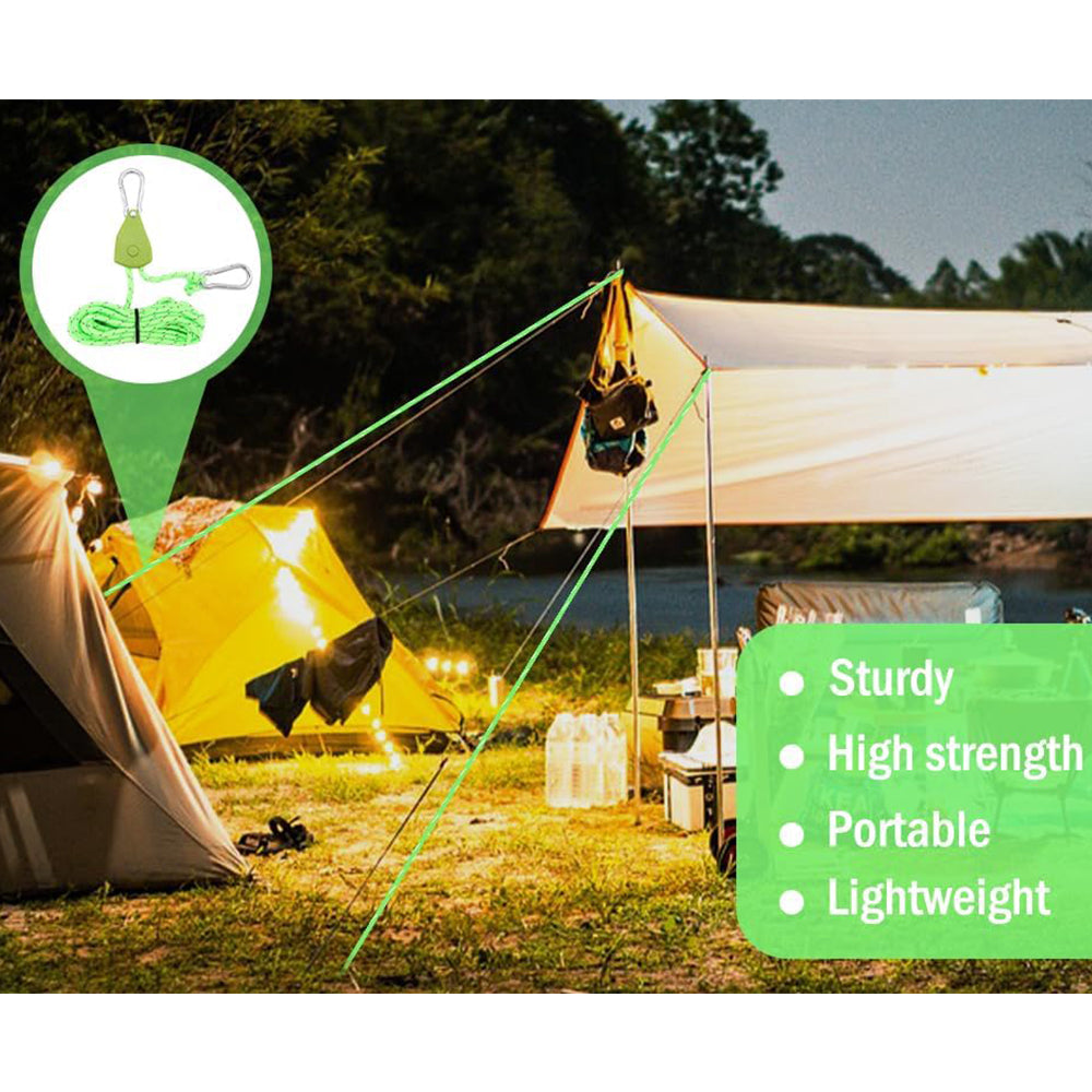 6x Green Reflective Camping Tent Rope Tie down Fastener Tensioner Ratchet Hanger