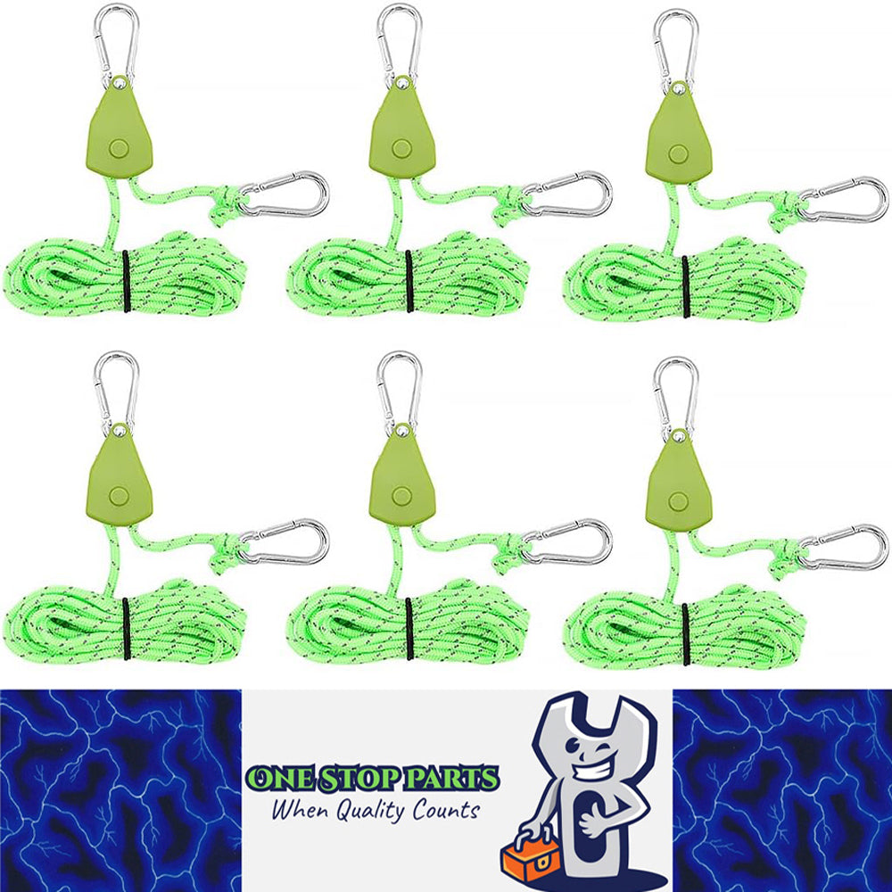 6x Green Reflective Camping Tent Rope Tie down Fastener Tensioner Ratchet Hanger