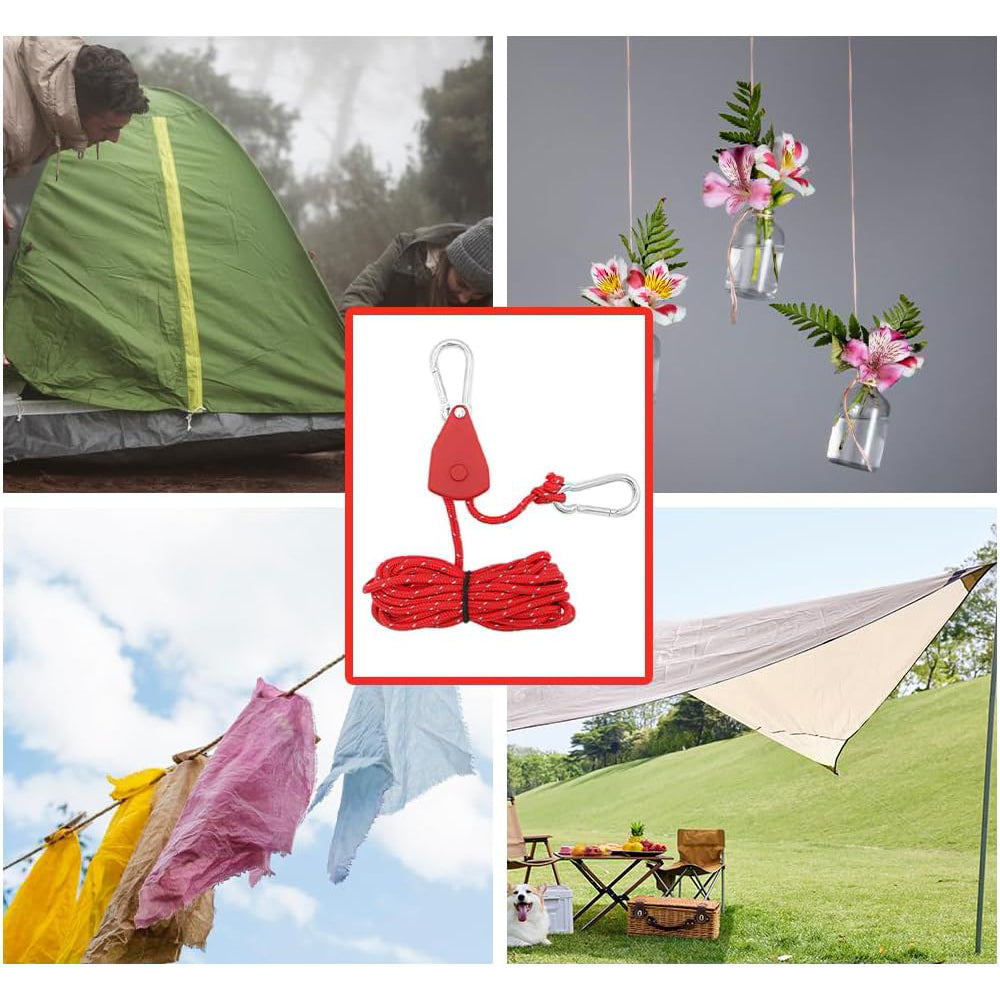 6x Red Reflective Camping Tent Rope Tie Down Fasteners Tensioner Ratchet Hangers