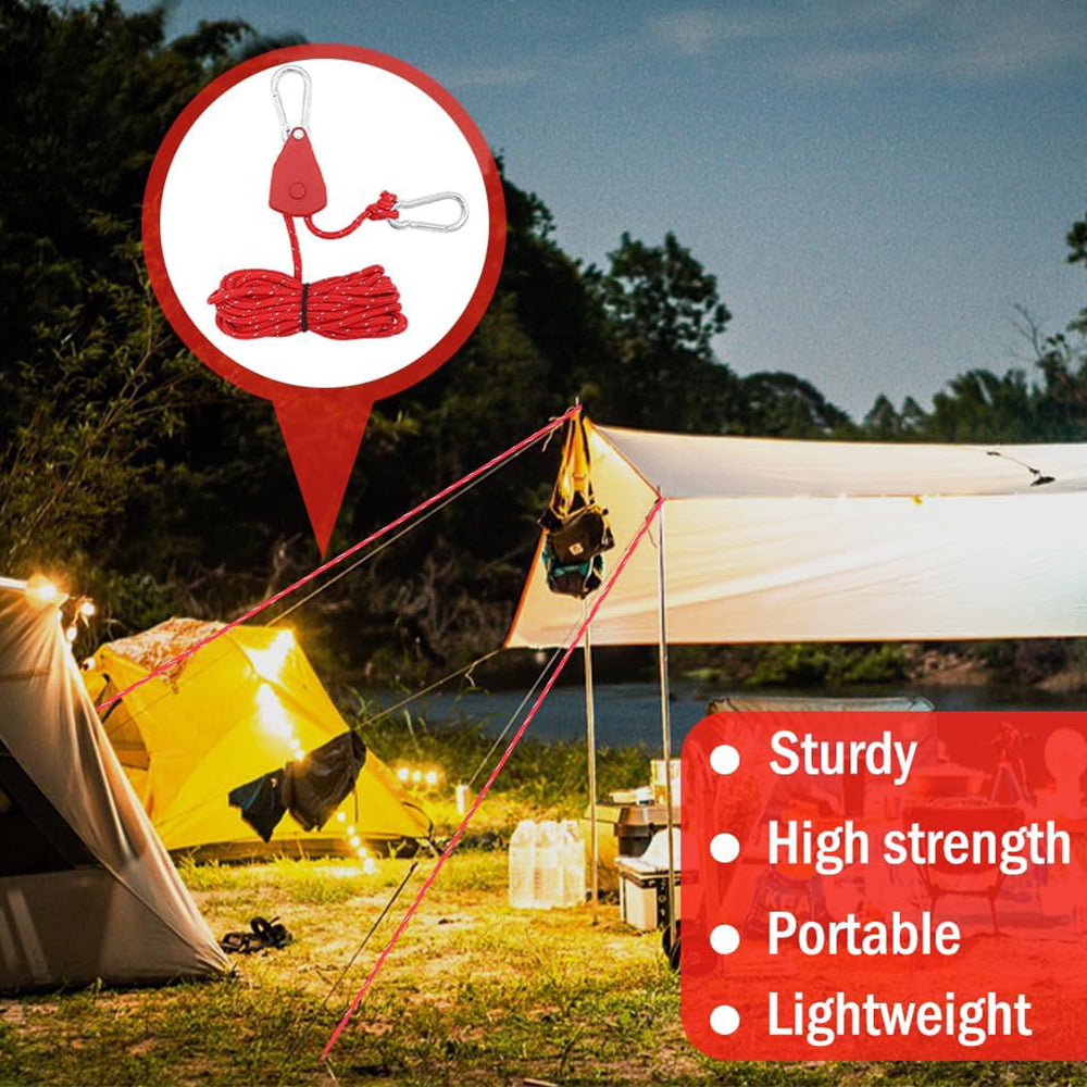 6x Red Reflective Camping Tent Rope Tie Down Fasteners Tensioner Ratchet Hangers