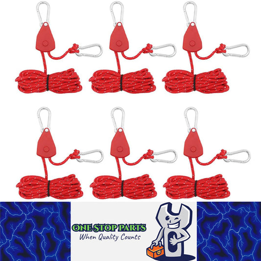 6x Red Reflective Camping Tent Rope Tie Down Fasteners Tensioner Ratchet Hangers