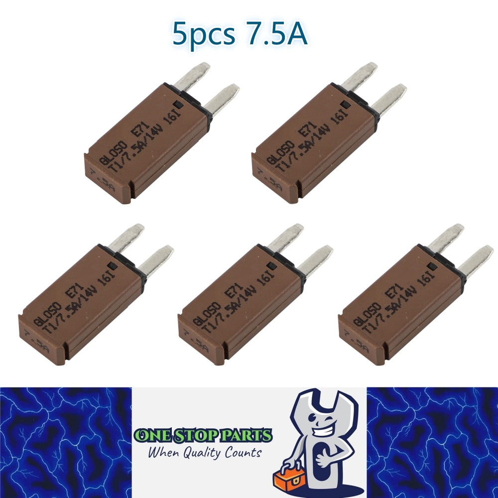 5x 7.5A Auto Reset Mini Blade Fuse Circuit Breaker E71 ATM for Car Boat RV Truck