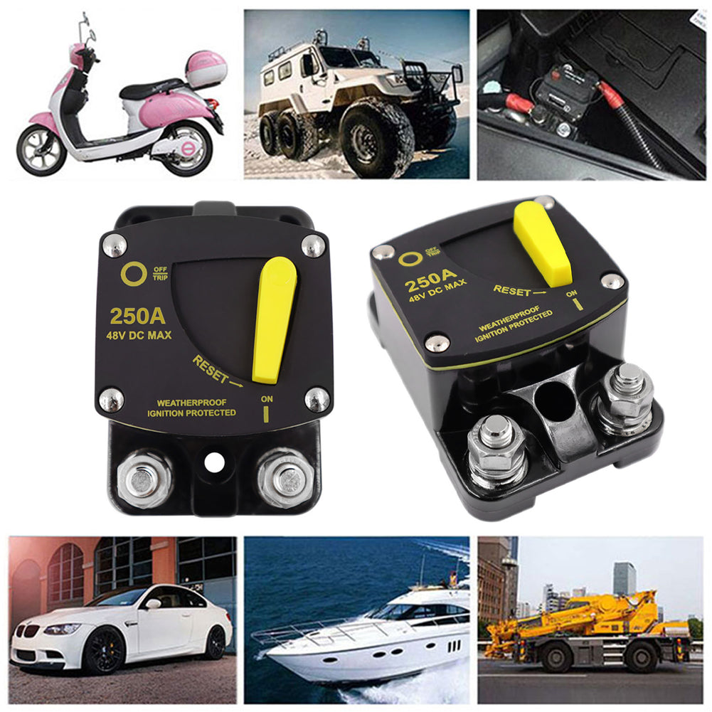 Heavy Duty Marine 12v-48v 250A Manual Reset Circuit Breaker Ideal for Boat Yatch