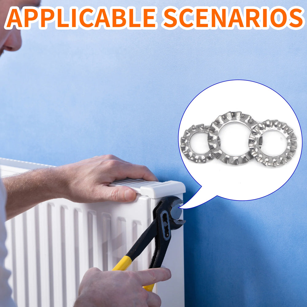 160pcs External Serrated Lock Washer M3–M12 Stainless Steel Toothed Lock Washer