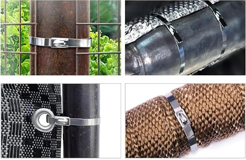 60 x 300mm Metal Self Locking Reusable Cable Ties Heavy Duty Zip Ties (60pcs)