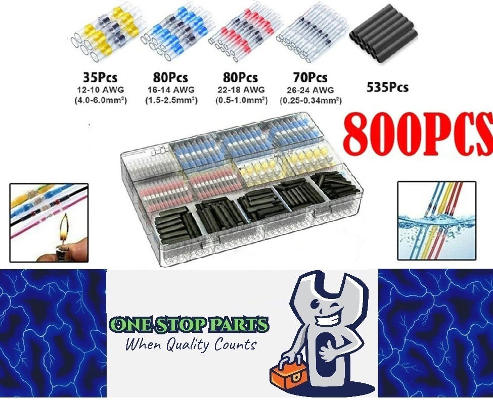 800pcs Mixed Waterproof Heat shrink Wire Connector Solder Insulated Joiners