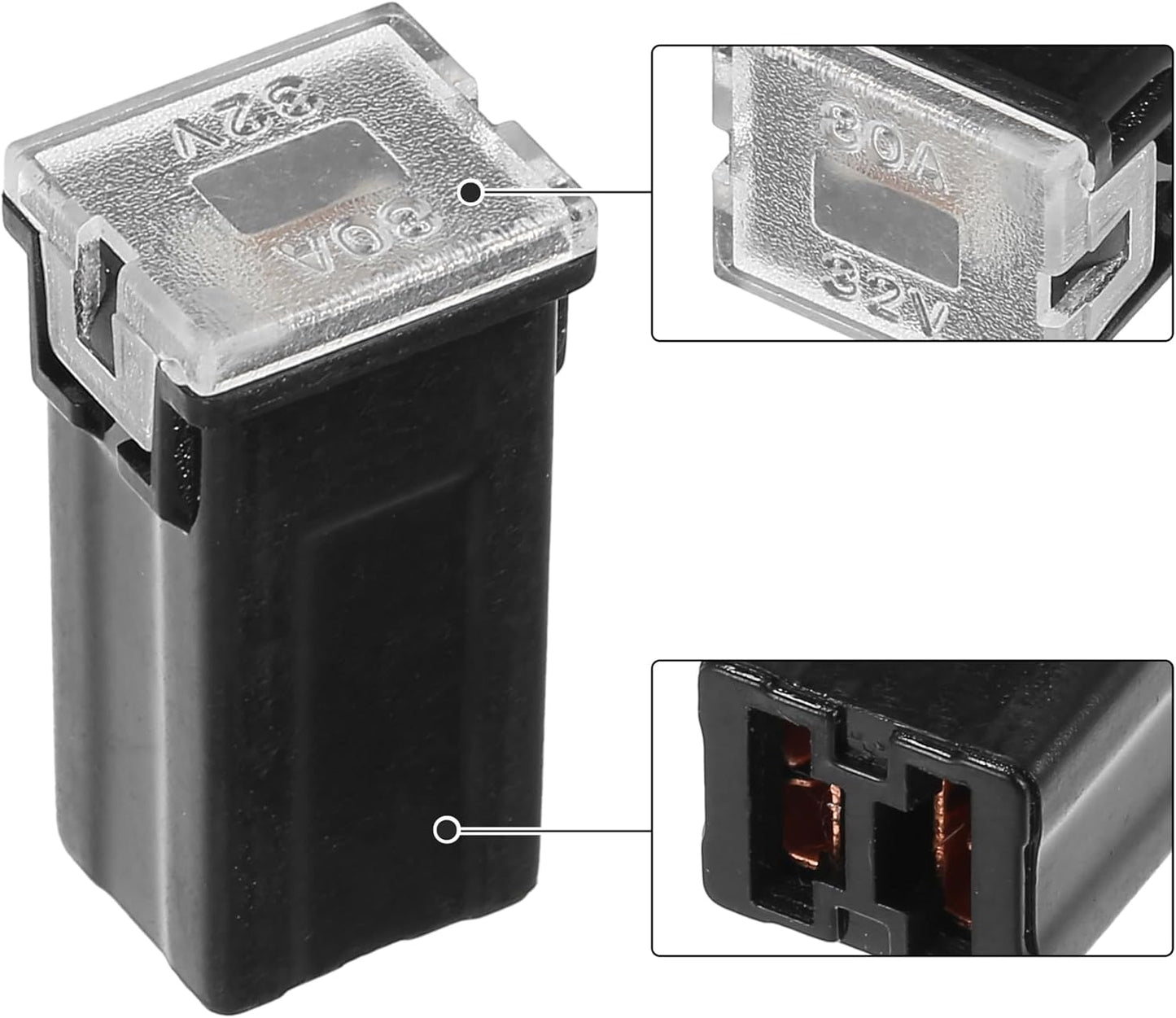 5 x 80Amp Black Small Slow Blow Fuse Block 10mmx12mm x 27mm High 80A Fuse (5pcs)