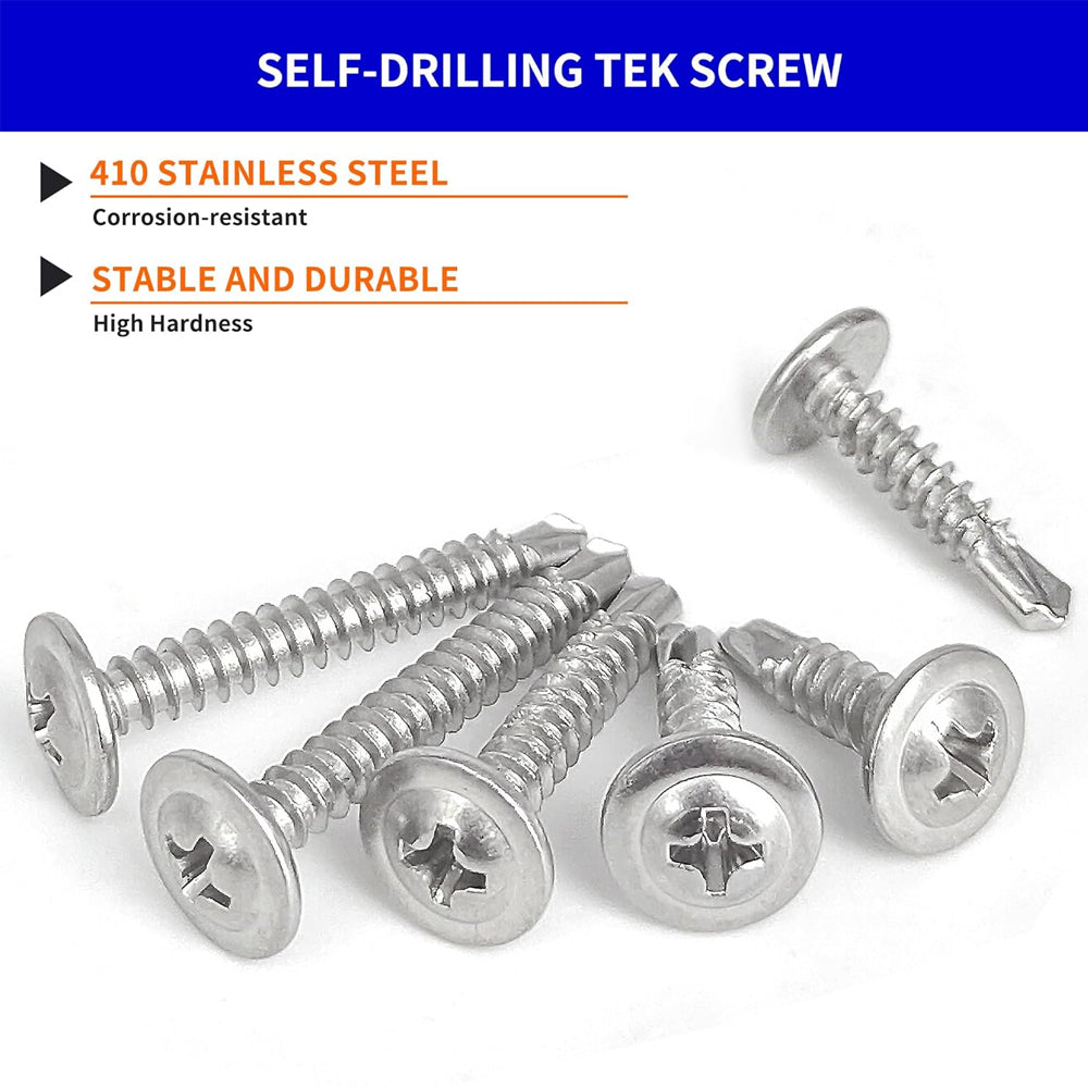 80pcs #8 Truss Head Self Tapping TEK Screws Stainless Steel Self Drilling Screws