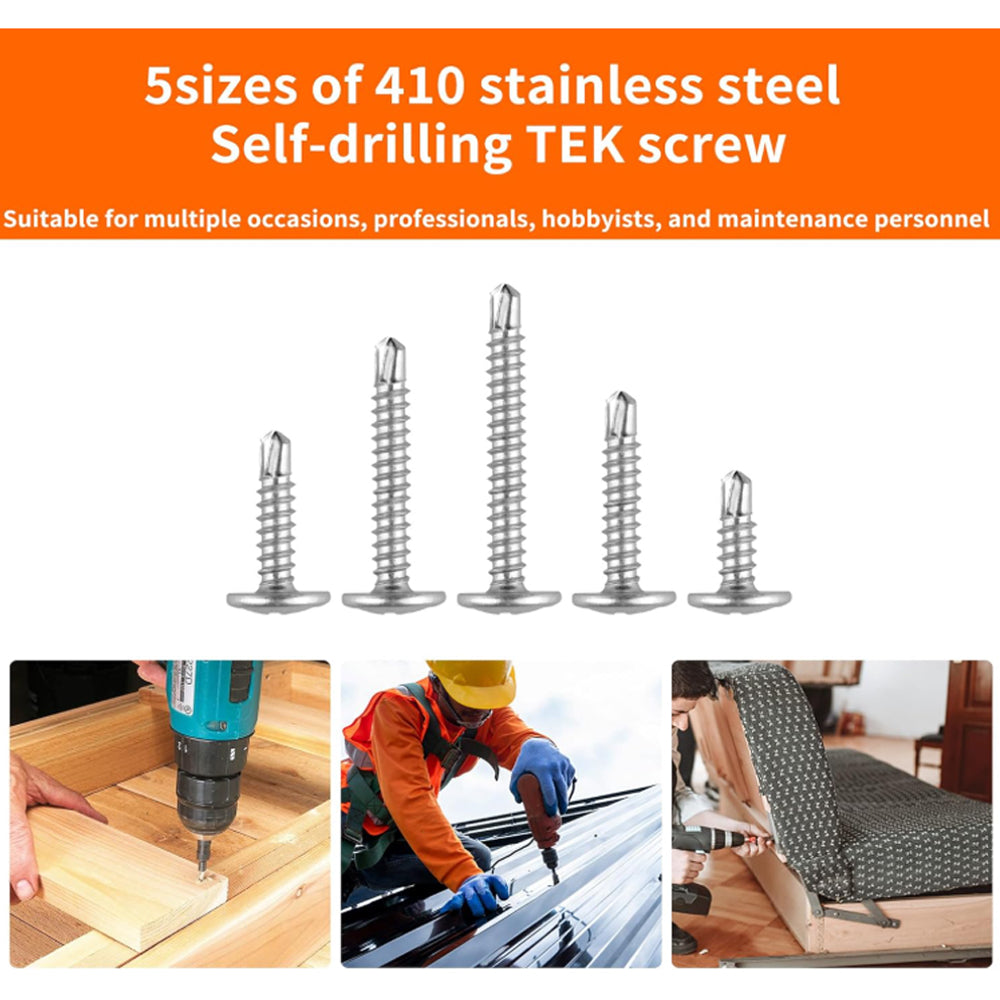80pcs #8 Truss Head Self Tapping TEK Screws Stainless Steel Self Drilling Screws