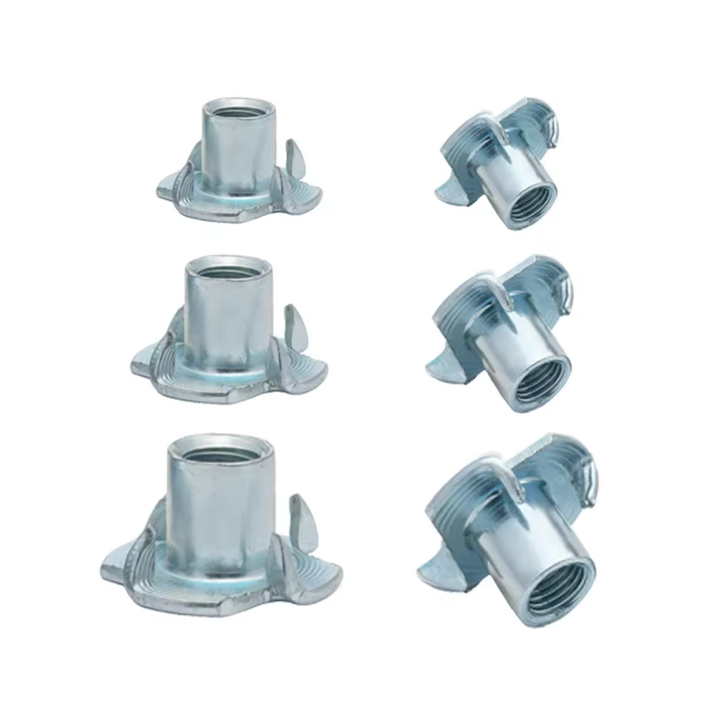 80pcs T Nuts 4 Pronged Tee Blind Nut Kit M3/4/5/6/8 Four-Claw Nut Wood Furniture