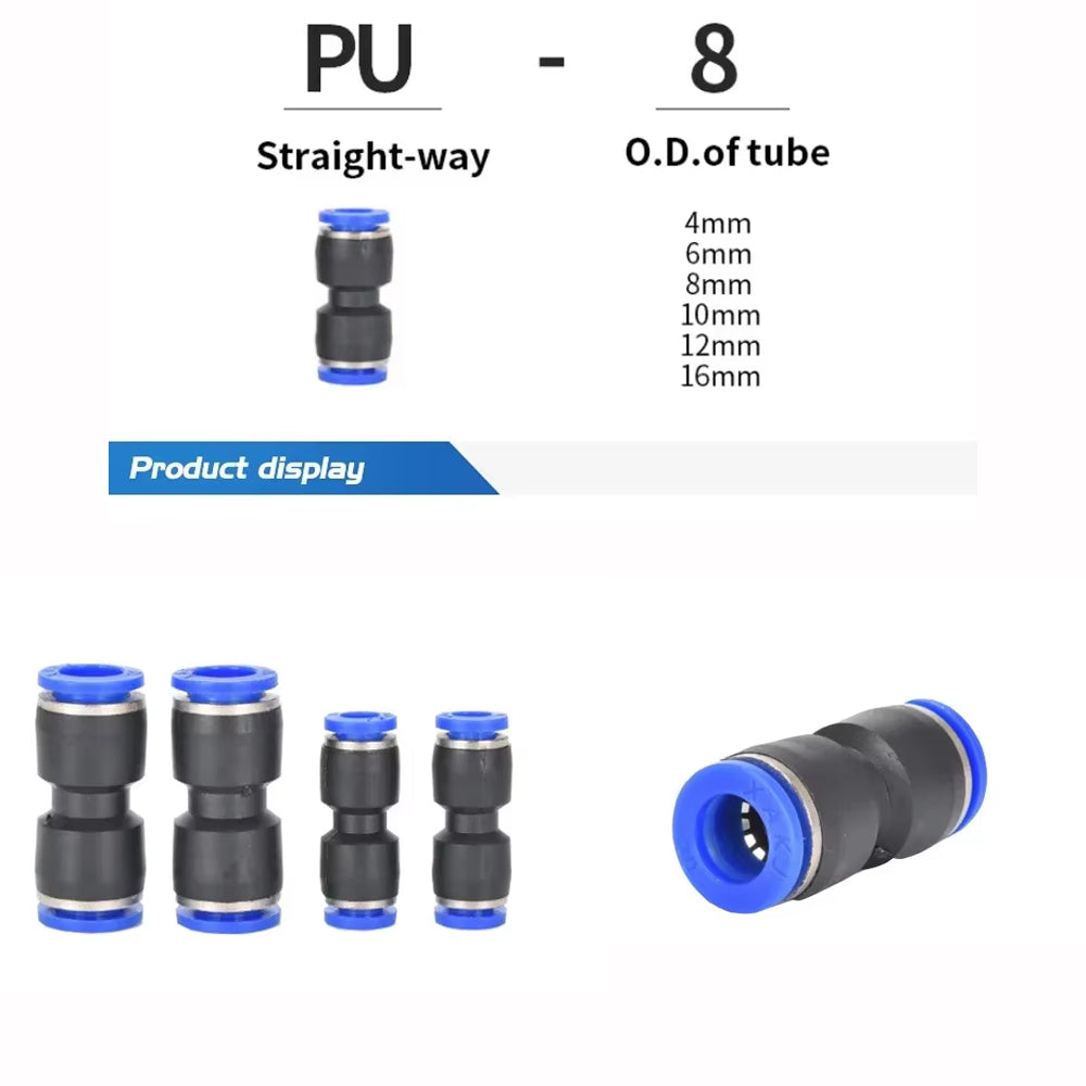 81pcs 6mm Air Pneumatic Connectors Fittings Kit with PE/PU/PV/PY/PG/PP Plugs