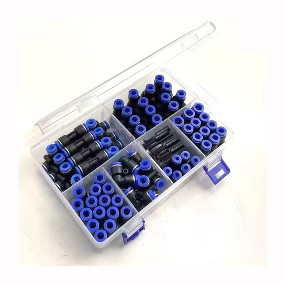 81pcs 6mm Air Pneumatic Connectors Fittings Kit with PE/PU/PV/PY/PG/PP Plugs