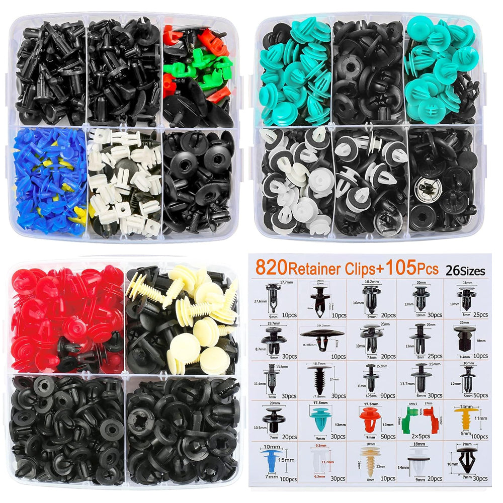 820pcs Car Push Retainer Clip Fastener 26 Sizes Bumper Fender Rivet with Removal