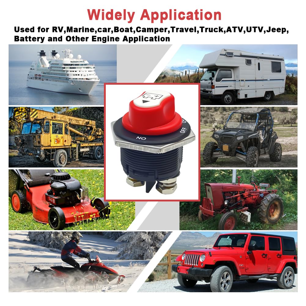 12V 200Amp Isolator Switch Battery Disconnect Switch for Motorbike Car Boat RV